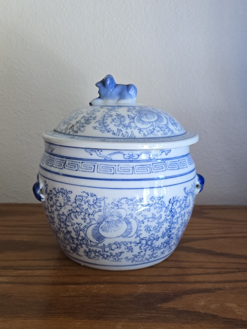 Vintage Chinese Blue and White Porcelain Ginger or Rice Jar